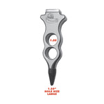 An image of a stainless steel tool used for paintless dent repair with large 1.25” holes