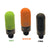 Image of three Thumper Hybrid Tips for PDR work from EdgyTools, each one has a different colored cap on it — green (soft), orange (medium), and black (firm)